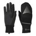 TrailHeads Women s Touchscreen Convertible Running Gloves with Reflective Waterproof Mitten Shell - black/reflective (small/medium)