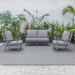 LeisureMod Walbrooke 3-Piece Patio Set with Grey Aluminum Frame and Removable Cushions