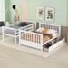 Twin over Full Bunk Bed with Ladders, 2 Storage Drawers and Classic Rail - Solid Wood Slat Support - Practical Kids' Furniture