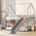 Twin over Twin Metal House Bunk Bed with Slide and Staircase - Kids' Furniture