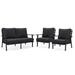 LeisureMod Walbrooke 3-Piece Patio Set with Black Aluminum Frame and Removable Cushions
