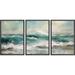 PixonSign Framed Canvas Print Wall Art Set Coastal Ocean Wave Beach Watercolor Seascape Nature Wilderness Illustrations Modern Art Decorative Rustic Relax/Calm Colorful for Bedroom - 16 x24 x3 Black