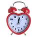 Small Contemporary Bedside Alarm Clock - Analogue Alarm Clock - Twin Bell Alarm Clock - Desk Clock - Bedside Clock - Arabic Numerals - red