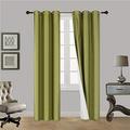 2 Piece Faux Silk Window Blackout Curtain Solid Pattern With Bronze Antique Grommet Energy Efficient Adam Size 63 84 95 And 108 Long (108 Extra Long Lime Green)