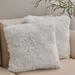 Set Of 2 Shaggy Long Hair Throw Pillows - Super Soft And Plush Faux Fur Accent Pillows - 18 X 18 Inches White