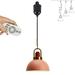 FSLiving Wooden Iron Brass Handle Pendant Light Height-Adjustable H-Type Track Light 4ft Cord Semicircle Macaron Pink for Modern Farmhouse Remote Control with LED Bulbs Rustic Cottage Style - 1 Light