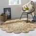 Flower Design Natural Pure Jute Round Rugs Size 4 x 4 Feet Round