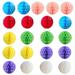 SNNROO 21pcs window ceiling decoration paper flower ball paper honeycomb ball lanterns (3 bright red +3 yellow +3 light purple +3 sky blue +3 dark pink +3 white +3 emerald green)