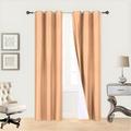 2 Piece Faux Silk Window Blackout Curtain Solid Pattern With Bronze Antique Grommet Energy Efficient Adam Size 63 84 95 And 108 Long (108 Extra Long Honey)