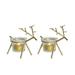 2 Pcs Reindeer Tea Light Holder Iron Art Candlestick and Transparent Cup Christmas Table Candle Holder Tea Light Stand(Golden)