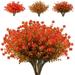 Morttic 6 Bundles Artificial Fall Flowers No Fade Faux Autumn Plants Fake Indoor Outdoor Greenery Fall Decorations for Thanksgiving Christmas Wedding Party Home Garden Fireplace Decor (Brown Orange )