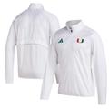 Men's adidas White Miami Hurricanes Sideline AEROREADY Raglan Sleeve Quarter-Zip Jacket