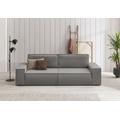 3-Sitzer HOME AFFAIRE "SHERWOOD Schlafsofa (257cm) Cord, Samtvelours, Vintage-Lederoptik" Sofas Gr. B/H/T: 257 cm x 85 cm x 106 cm, Samtvelours, grau (grey) 3-Sitzer Sofas Liegefläche ca. 136200cm und Bettkasten.