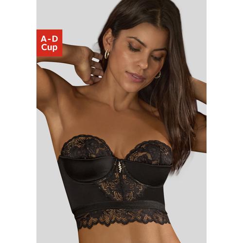 Corsage JETTE Gr. 80, Cup D, schwarz Damen Corsagen aus Spitze (anteilig recyceltem Polyamid), sexy Dessous