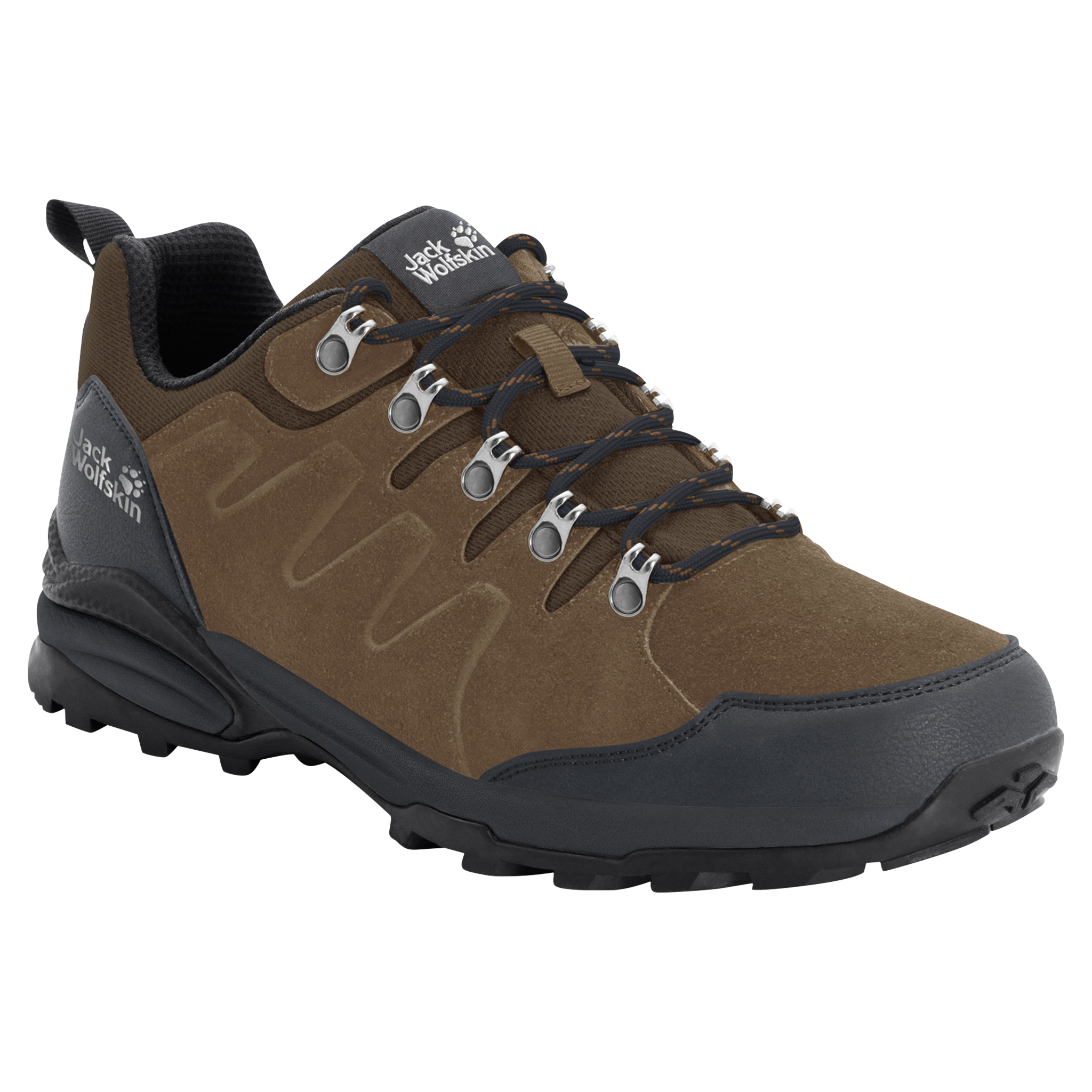 Wanderschuh JACK WOLFSKIN "REFUGIO TEXAPORE LOW M", Herren, Gr. 43, braun, Leder, Textil, Schuhe Wanderschuh, wasserdicht, Trekkingschuh