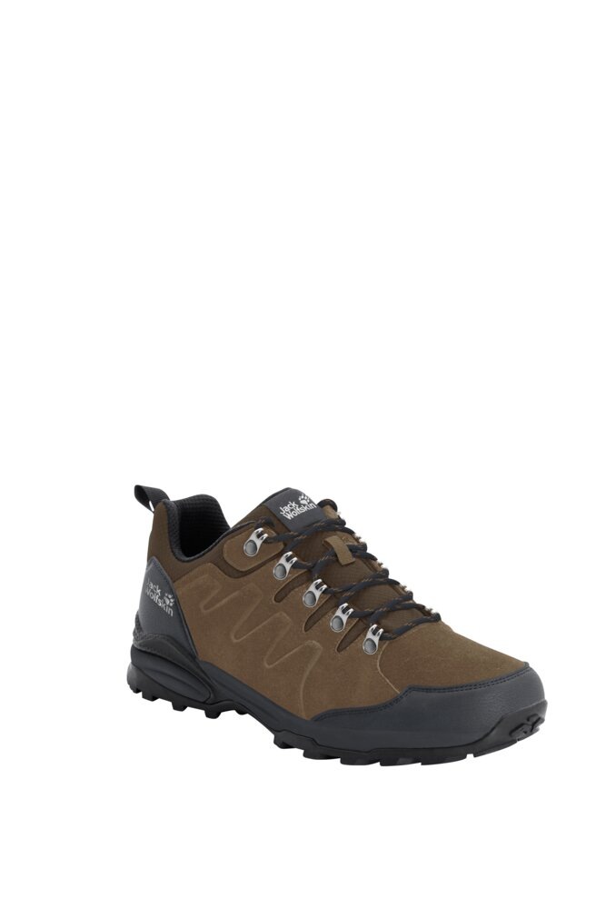 Wanderschuh JACK WOLFSKIN "REFUGIO TEXAPORE LOW M", Gr. 47, braun, Leder, Textil, Schuhe, wasserdicht, Trekkingschuh