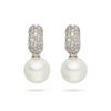 Lulu & Jane Perlen-Creolen Messing Zirkonia Muschelkernperle in Silber 22,0 mm Damen