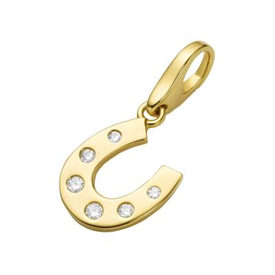 Giorgio Martello Milano - Charm Hufeisen mit Zirkonia, Silber 925 Charms & Kettenanhänger 1 ct Gold Damen