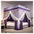 FBITE Bed Canopy Purple Deluxe Bed Canopy, Four Season Bedroom Decorative Bed Curtain With Mounting Brackets, Suitable For 1.2m/1.5m/1.8m/2m Single Double Bed (Color : Style2, Size : 1.5x2x2m)