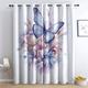 SZLYZM Butterfly Blackout Curtains, Butterflies Flower Bedroom Curtains & Living Room Curtains 66x72 Inch 2 Panels Set, Thermal Eyelet Drapes Decorative Patterned Window Treatments 72 Drop