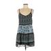 City Studio Casual Dress - Mini Plunge Sleeveless: Blue Dresses - Women's Size Medium