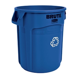 Rubbermaid Brute runde Mehrzwecktonne mit Belüftungskanälen | 75,7 Liter, HxØ 58,1x49,5cm | aus PE | Blau mit Recyclingsymbol von PROREGAL Image