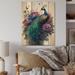 Langley Street® Cute Peacock Floral Art I - Rectangle Print on Wood Metal in Brown | 32 H x 24 W x 1 D in | Wayfair