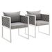 Stance Dining Armchair Outdoor Patio Aluminum Set of 2 by Modway Metal | 32 H x 47 W x 23.5 D in | Wayfair EEI-3183-WHI-GRY-SET