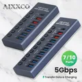 10 Ports USB3.0 Splitter Computer Extender USB HUB 2.4A Fast Charging PD Port External 12V Power