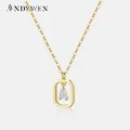 ANDYWEN 925 Sterling Silver Gold Inital Pendant Luxury Choker 2023 Long Chain Monogram Necklace Fine