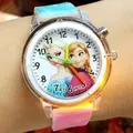 Montre-bracelet princesse Elsa pour enfants montres de dessin animé source de lumière colorée