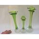 Set of 3 Vintage Swedish Art Glass Vases in Green & Clear Bubble Glass, Jack in the Pulpit (24, 19, 26 cm tall) Condition: lime-scale inside