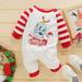 Gubotare Bodysuits for Baby Girls Christmas Striped Cartoon Santa Merrry Letter Printed Romper Jumpsuit Blue 9