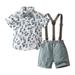 Boys Summer Short Sleeved Suit Summer Shirt Strap Shorts Blue 130