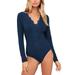 Womens Jumpsuits V Neck Lace Edge Striped Long Sleeved Thong Bottoming Rompers For Women Summer Dressy