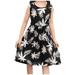 HAPIMO Girls s A Line Dress Tropical Leaf Floral Plaid Lovely Princess Dress Sleeveless Relaxed Comfy Round Neck Pleated Swing Hem Holiday Cute Black 110