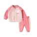 Children Kids Toddler Baby Boys Girls Long Sleeve Cute Cartoon Animals Coats Outwear Patchwork Sweatshirt Trousers Pants Tracksuit Outfit Set 2Pcs Clothes Pink 80