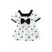 IZhansean Toddler Baby Girls Polka Dot Print Ruffle Dress Short Puff Sleeve Dress Square Neck High Waist Casual Short Dress Black 9-12 Months