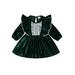 Baby Girl Corduroy Dress Long Sleeve Crew Neck Patchwork Dress Fall Winter Casual Party A-line Dress