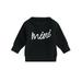 Qtinghua Infant Toddler Baby Girls Sweater Long Sleeve Letter Print Pullover Winter Warm Clothes Black 4-5 Years