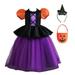 ZMHEGW Baby Girls Dress Short Sleeve Mini Dress Pumpkin Prints Purple 160