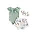 IZhansean Newborn Baby Girls Summer Clothes Sleeveless Lace Romper+Cow/Rainbow Print Shorts+Headband Set Green 0-3 Months