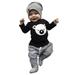 Toddler Baby Girls Boys Cartoon Koala T-Shirt Tops Striped Pants Outfits Set Black 90