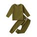 Baby Toddler Girls Outfit Set Unisex Cotton Solid Autumn Long Sleeve Pants Sleepwear Pullover Sweatshirt Set Clothes For 2-3 Years