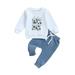 Wassery Toddler Baby Boy Clothes Fall Winter Outfit Long Sleeve Letters Sweatshirt Elastic Waist Jogger Sweatpants 2Pcs Newborn Set 0-3 Years