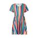 Mommy and Me Dress Summer Rainbow Stripe Short Sleeve Dress Mother Daughter Matching Dresses Casual Sundress