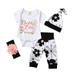 IZhansean Newborn Baby Girl Daddy s Little Princess Letter Print Romper Jumpsuit Pants Hat and Headband 4Pcs Clothes White 3-6 Months