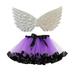 Lovskoo Toddler Kids Girls Tulle Tutu Skirt Sequin Skirt Party Dance Cosplay Skirt with Wing Sets Purple
