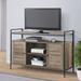 Ezra Rustic Oak and Black TV Stand with 2 Doors