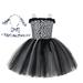 ZMHEGW Black Dress For Girls Sleeveless Mini Dress Pumpkin Prints Black L